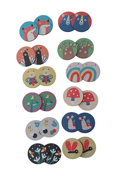 Fizello Forest Forest / 24 Piece Wooden Matching Cards / Children's Baby Toy