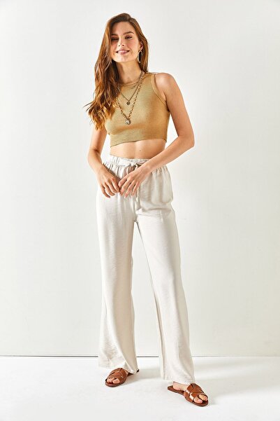 Olalook Kadın Taş Kuşaklı Beli Lastikli Palazzo Ayrobin Pantolon PNT-19000200