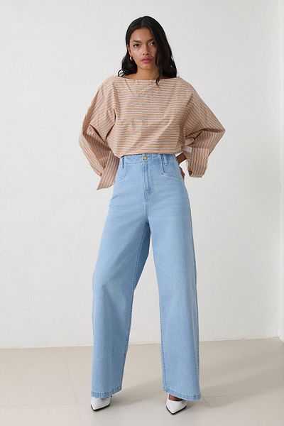 Setre Blue Pocket Detailed Relaxed Fit Jeans