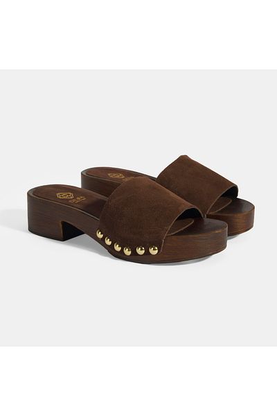 Desa Limited Edition Women's Dark Brown Suede Heeled Slippers