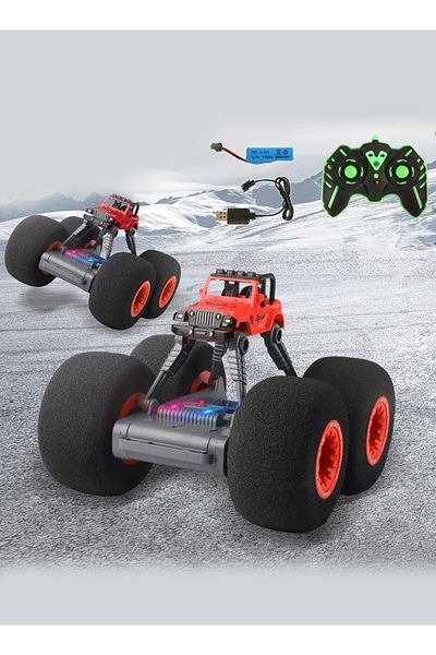 JUNLIDA RC Stunt Car with Soft Sponge Wheels 360 Rotation, Rechargeable, High-Speed Flip RC Vehicle