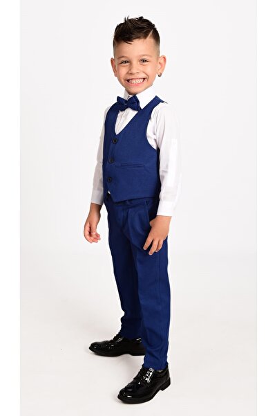 Mnk Boy's Suit with Vest Mnk0272 Navy Blue