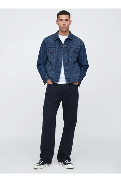 GAP V-New Denim Icon Jacket - Light 722737000   Icon Denim Jacket Men's Denim Jacket Dark Blue