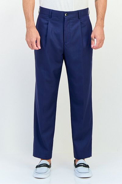 Selected Homme Men Tapered Fit Checkered Dress Pants, Dark Blue