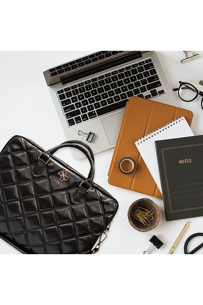 Guess Geanta pentru laptop, Guess, Piele ecologica, 16'', Negru