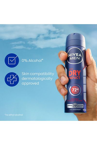 NIVEA بخاخ مزيل للتعرق للرجال، تأثير جاف، 150 مل، عبوة من قطعتين