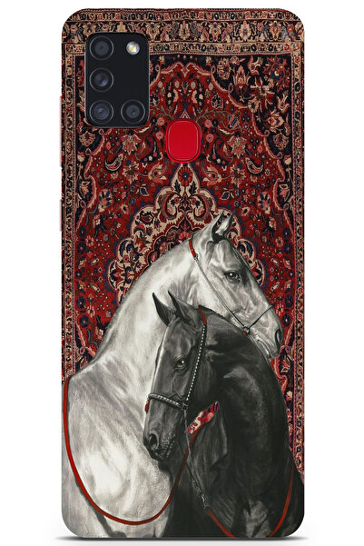 moonset Samsung Galaxy A21S Uyumlu Atlar Tasarımlı Baskılı Şeffaf Telefon Kılıfı