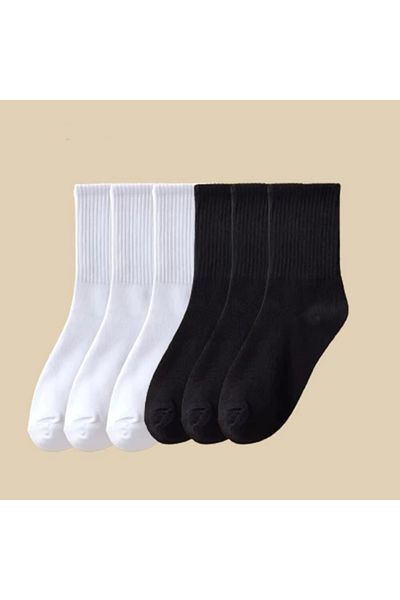 delis Set of 6 Pairs of Socks for Women, Ss061, White/Black, Universal Size