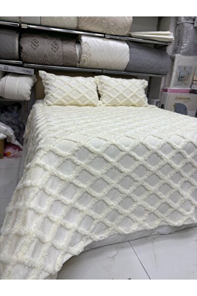 FİBELLA HOME COLLECTİON İskandinav-pinterest Krem Çift Kişilik Püsküllü Yatak...