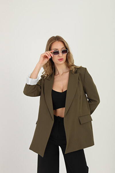 Milamia سترة كاكي أنيقة بدون أزرار للنساء