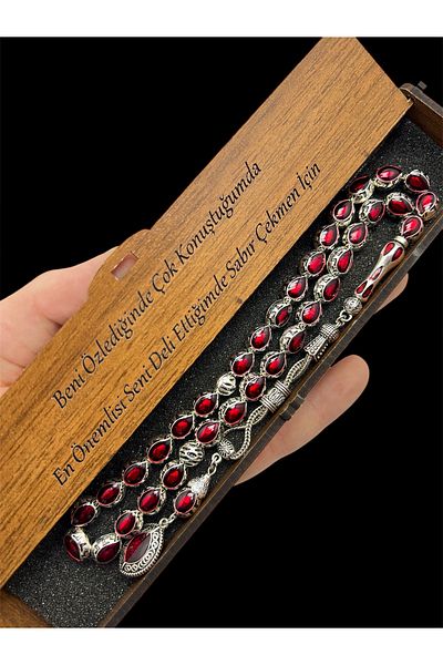 KANUNİ TESBİH Metal Red Enameled Rosary, Men's Rosary, Gift Rosary, Special Wooden Boxed Rosary, Special Rosary