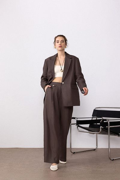Antioch Brown 100% Linen Women's Blazer Jacket