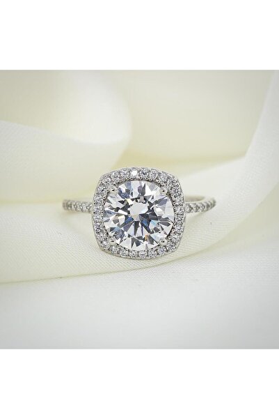 Mia Vento Effective Diamond Yeni 3 Karat Oval Gümüş Yüzük