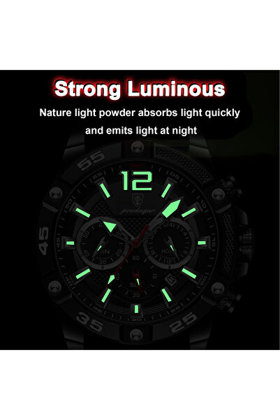 POEDAGAR Ανδρικό Ρολόι Cs1492, Λουράκι Σιλικόνης, Μπλε-χρυσό, Μπλε Καντράν