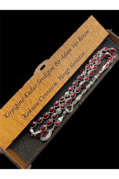 KANUNİ TESBİH Metal Red Enameled Rosary, Men's Rosary, Gift Rosary, Special Wooden Boxed Rosary, Special Rosary