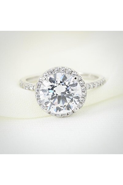 Mia Vento Effective Diamond 3 Karat Oval Gümüş Yüzük
