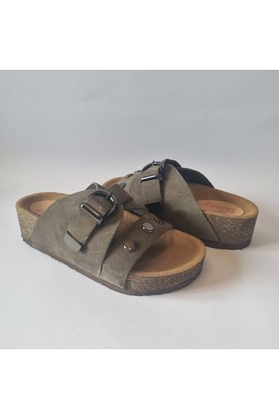TwoEgoist Women's Genuine Suede Leather 4.5cm Wedge Heels Comfortable Fit Daily Summer Slippers