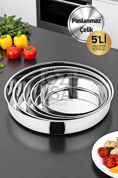 ÖzSa Home 5 Piece Stainless Steel Round Baking Pan Set
