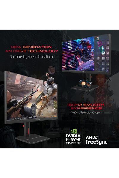 GAMEON شاشة ألعاب GOML27QHD180IPS مقاس 27 بوصة، بدقة 2560x1440 بكسل، 2K QHD، IPS، 180 هرتز، 0.5 مللي ثانية، منفذ HDMI 2.1، PS5، أسود