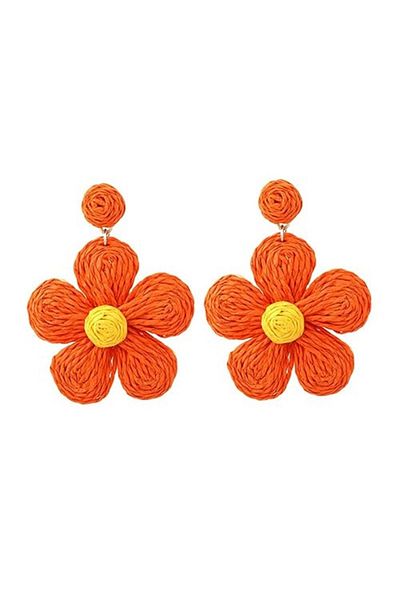 mos&more Orange Daisy Summer Fashion Raffia Lightweight Women's Earrings