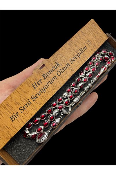 KANUNİ TESBİH Metal Red Enameled Rosary, Men's Rosary, Gift Rosary, Special Wooden Boxed Rosary, Special Rosary