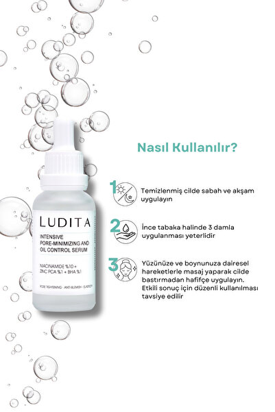 LUDITA Niacinamide Serum %10 + Zinc PCA %1 – Gözenek Sıkılaştırıcı, Siyah Nokta ve Karşıtı