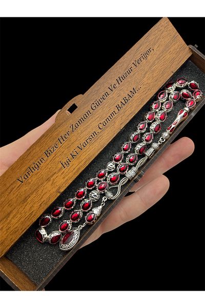 KANUNİ TESBİH Metal Red Enameled Rosary, Men's Rosary, Gift Rosary, Special Wooden Boxed Rosary, Special Rosary