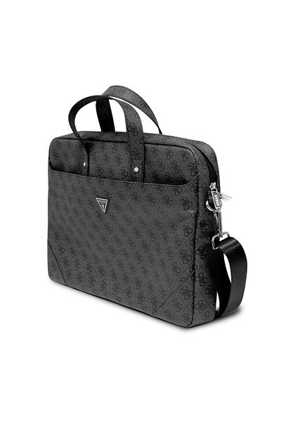 Guess Geantă de calculator Guess 4G PU cu logo triunghiular 15/16" neagră