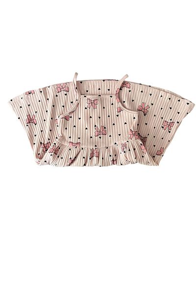 BY-GRİ By-Grey Ribbon Patterned Girl's Strap Summer Dress