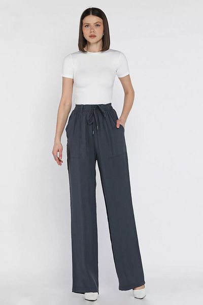 GÜLSELİ Smoked Waist Lace-Up Elastic Women's Modal Trousers