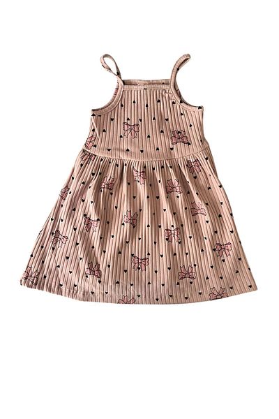 BY-GRİ By-Grey Ribbon Patterned Girl's Strap Summer Dress