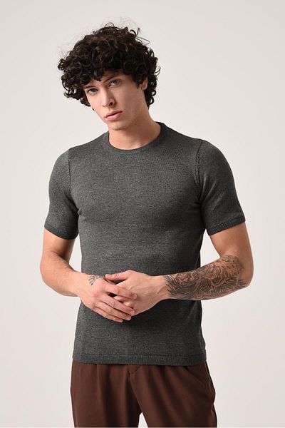 Antioch Anthracite Crew Neck Knitwear T-Shirt