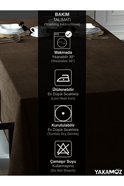 Yakamoz CHOCOLATE COFFEE VELVET TEXTURED TABLE COVER LEADLESS VELVET TOUCH SERIES