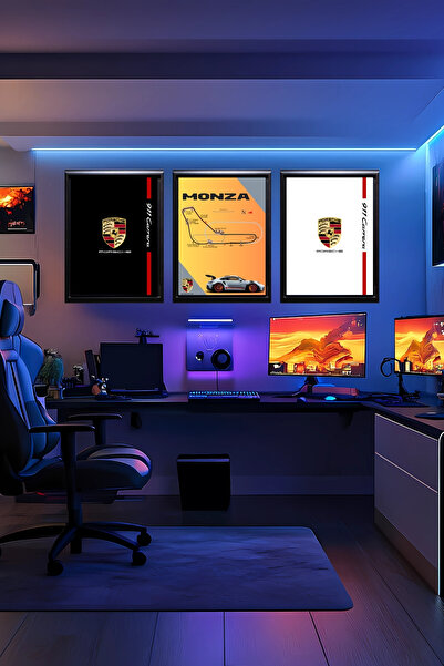 ataworks art 3'lü Porsche Özel Tasarım Poster -( çerçevesiz )