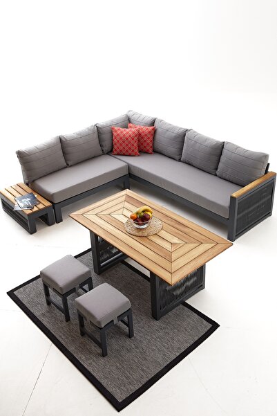 Divona Home Alex Alüminyum Bahçe Balkon Köşe Takımı - Antrasit