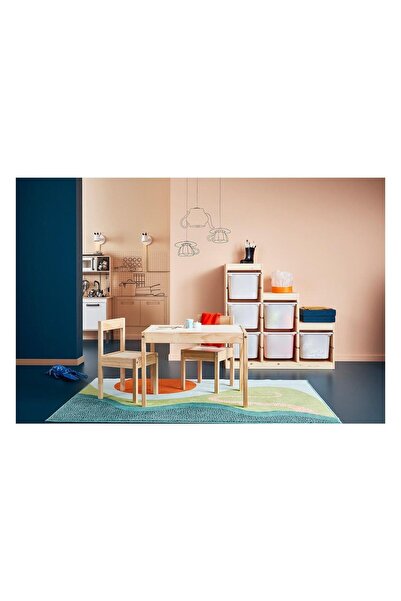 IKEA Latt Çocuk Masa Seti Beyaz-Çam 3 Parça