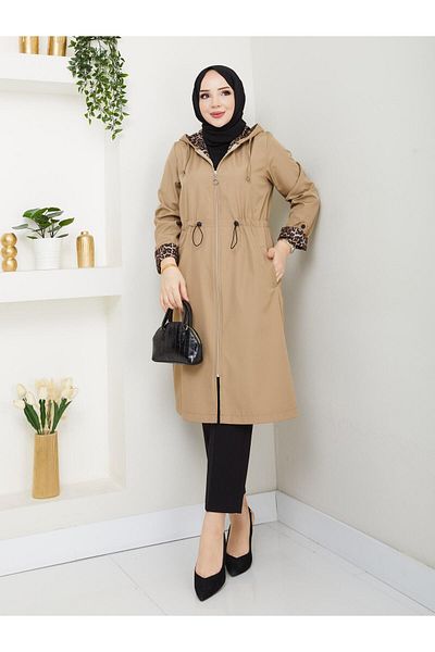 Dabenti women style Trenci de damă cu detalii leopard de mărime mare