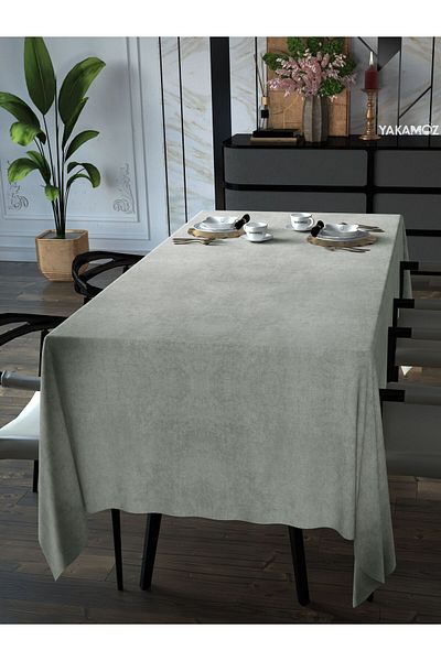 Yakamoz ECRU COLOR VELVET TEXTURED TABLE COVER LEATHERLESS VELVET TOUCH SERIES