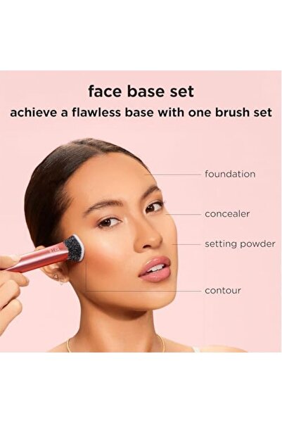 Real Techniques REAL TECHNIQUES Face Base Makeup Brush Kit, For Concealer, Foundation, & Contour, Works With Liquid,