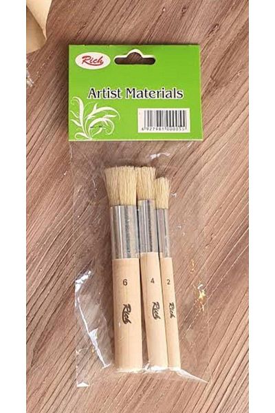 tuvval Rich Brush Set Stencil 3 Piece Clay Brush Set 2-4-6