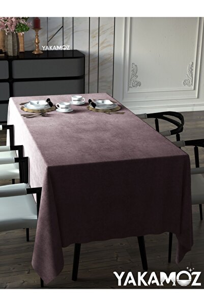 Yakamoz Tatlı Pembe Rengi Kadife Dokulu Masa Örtüsü Dertsiz Velvet Touch Serisi