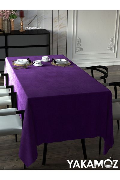 Yakamoz SWEET PURPLE VELVET TEXTURED TABLE COVER LEATHERLESS VELVET TOUCH SERIES
