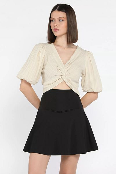 GÜLSELİ Fusta mini neagră pentru femei cu pantaloni scurți