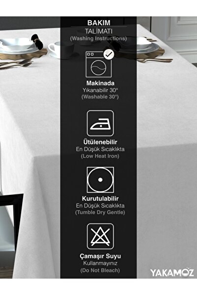 Yakamoz WHITE COLOR VELVET TEXTURED TABLE COVER LEAD-FREE VELVET TOUCH SERIES