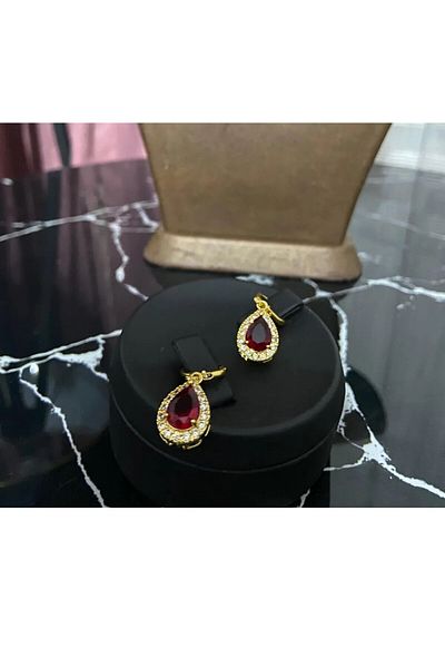 Mekanik store Red Zircon Stone Earring Set