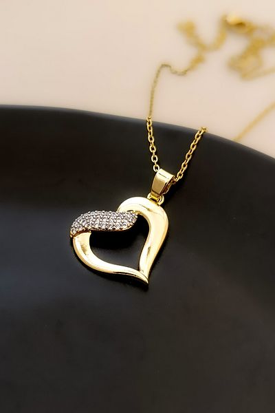 COSİTA Necklace Gold Heart Figure Steel Necklace
