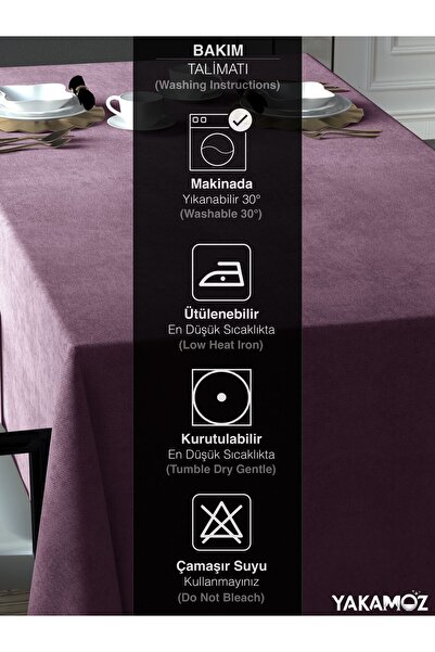Yakamoz LAVENDER PINK VELVET TEXTURED TABLE COVER LEAD-FREE VELVET TOUCH SERIES
