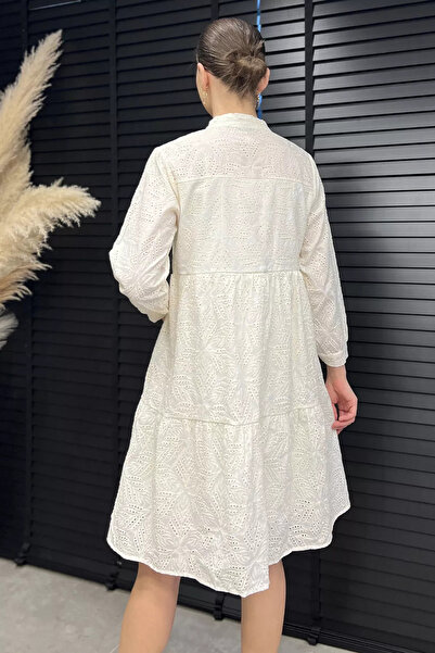 GÜLSELİ Γυναικείο φόρεμα με πέτρα με μισό κουμπί με κορδόνια