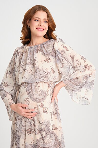KATLİN MATERNİTY WEAR Hamile İçi Astarli Şifon Elbise