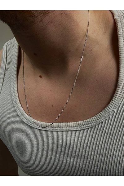 Arvens Men's Silver Stainless Steel Chain Necklace Does Not Lose Color Does Not Fade Unisex Does Not Fade
